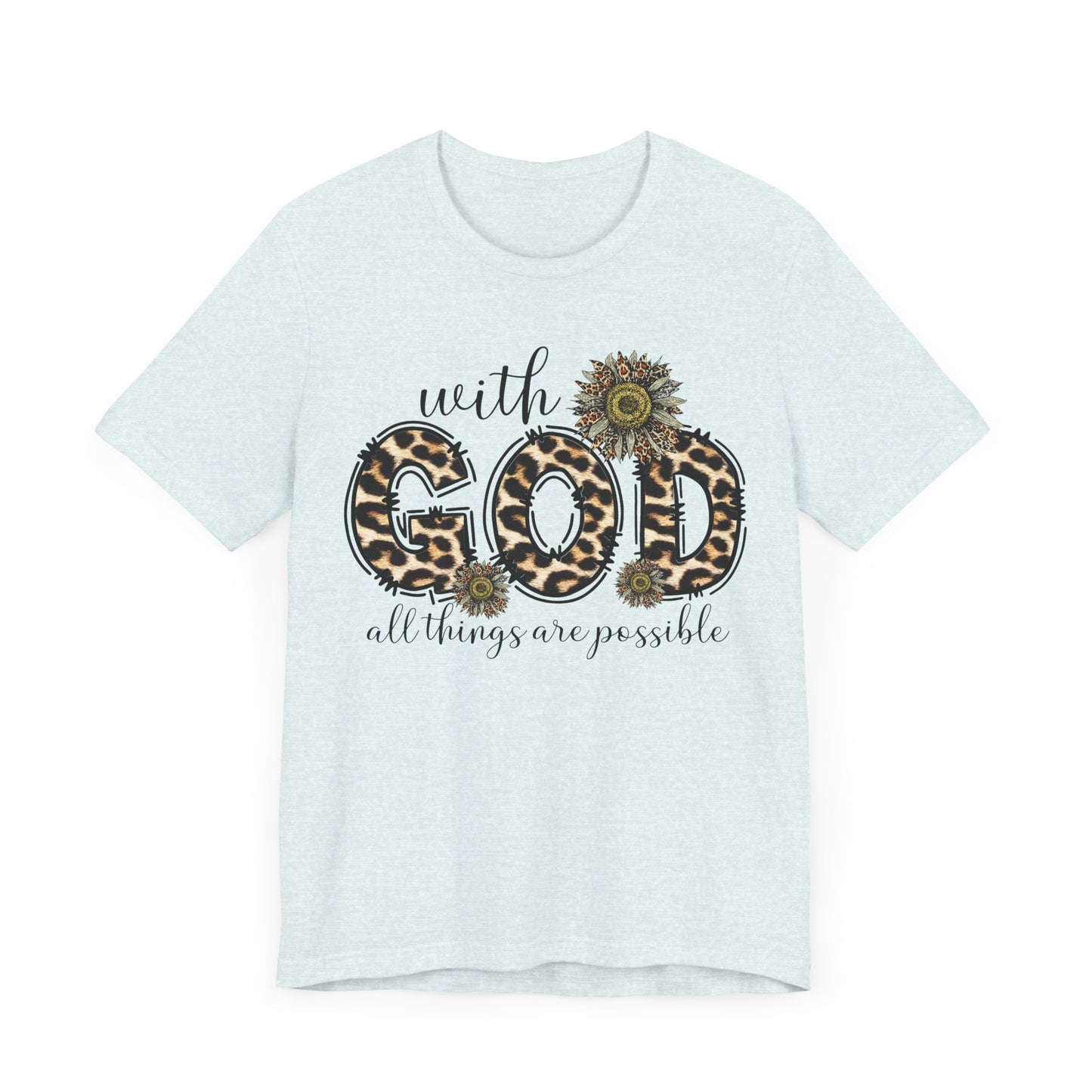 "With God, All Things Are Possible – Leopard Print & Sunflower"