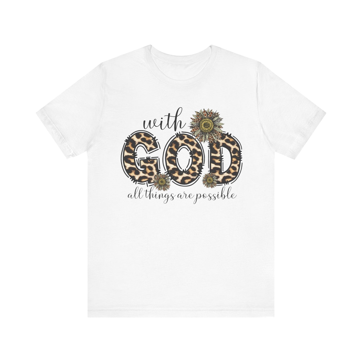 "With God, All Things Are Possible – Leopard Print & Sunflower"