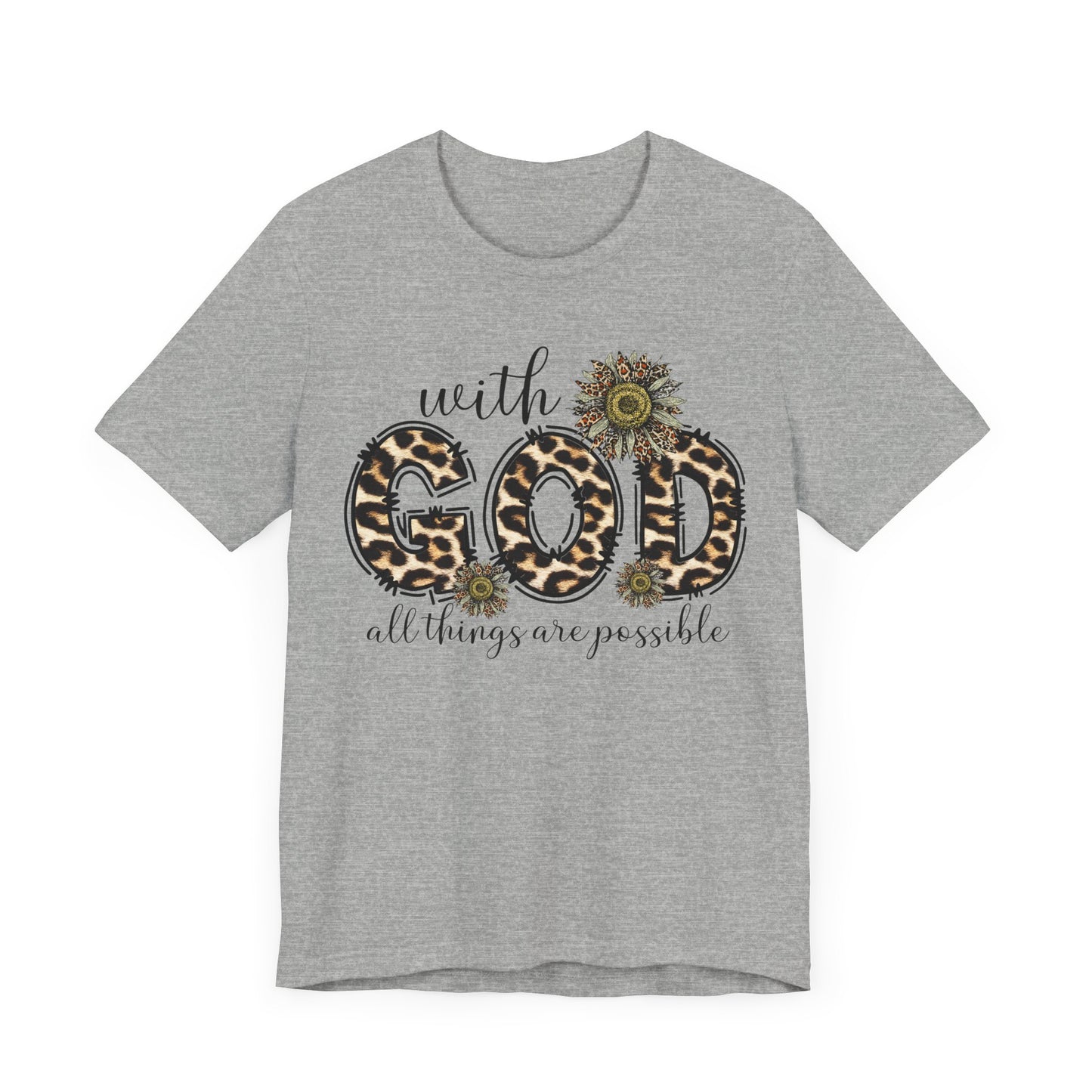 "With God, All Things Are Possible – Leopard Print & Sunflower"