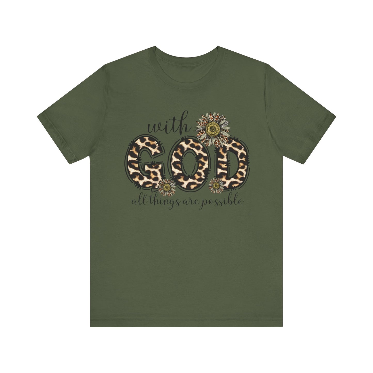 "With God, All Things Are Possible – Leopard Print & Sunflower"