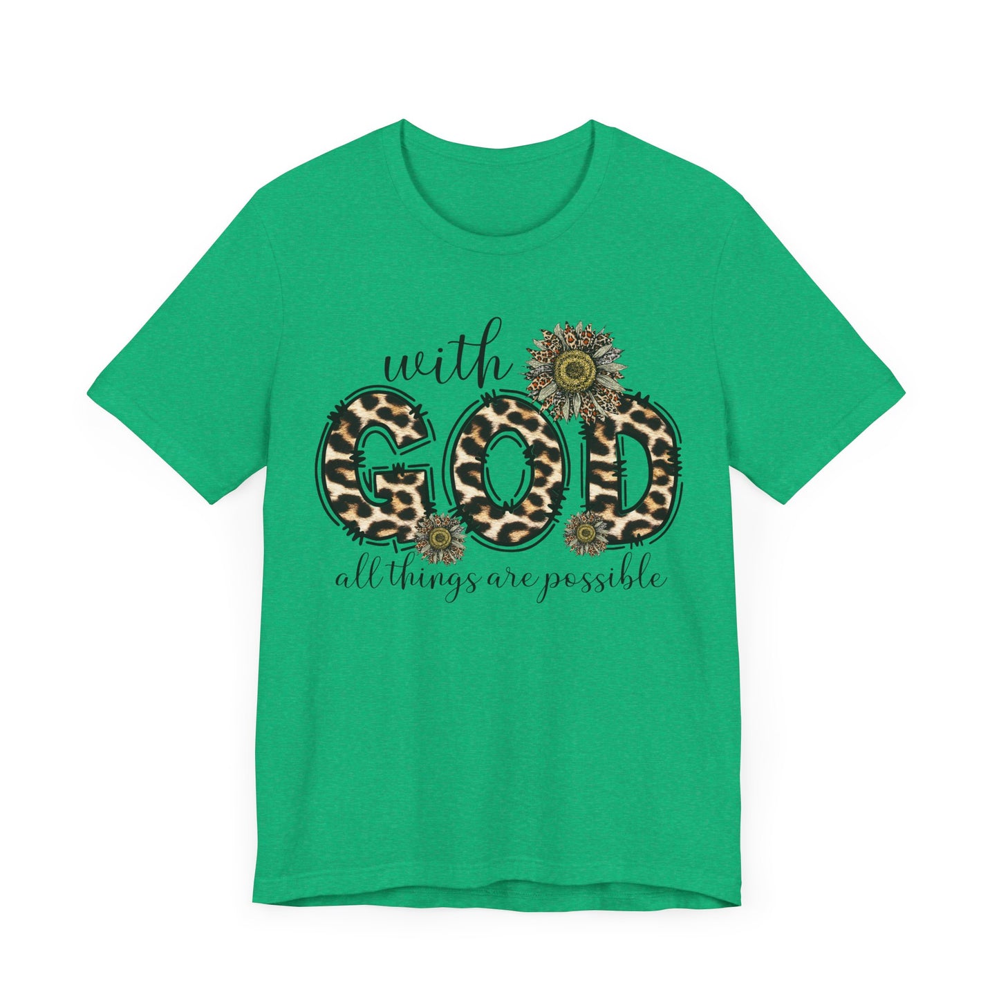 "With God, All Things Are Possible – Leopard Print & Sunflower"