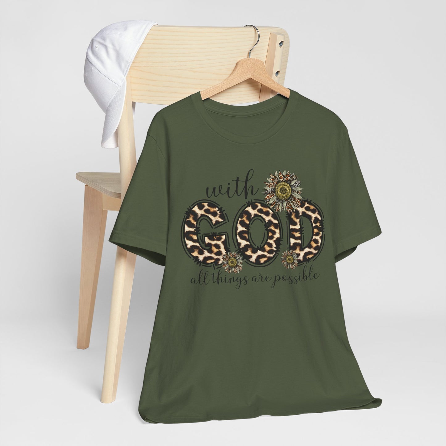"With God, All Things Are Possible – Leopard Print & Sunflower"