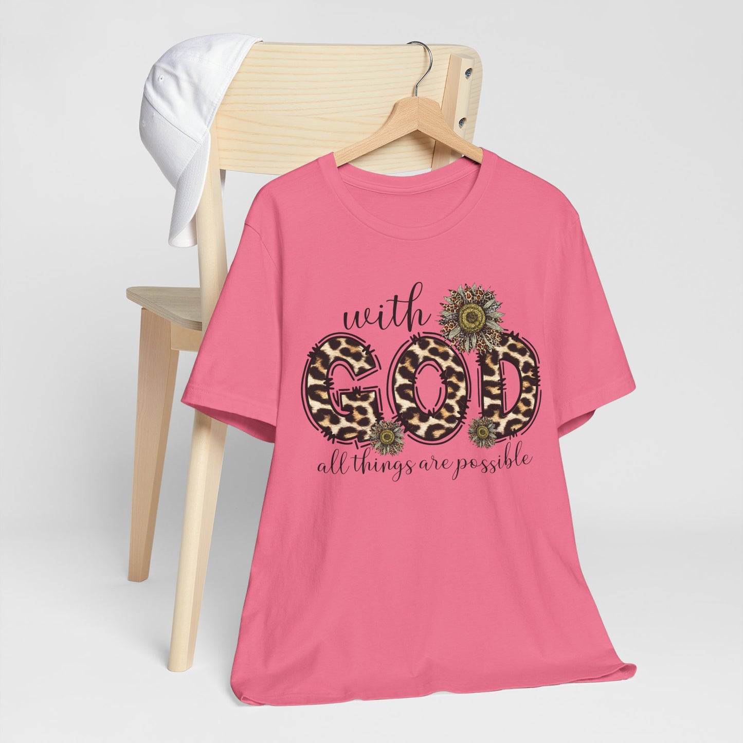 "With God, All Things Are Possible – Leopard Print & Sunflower"