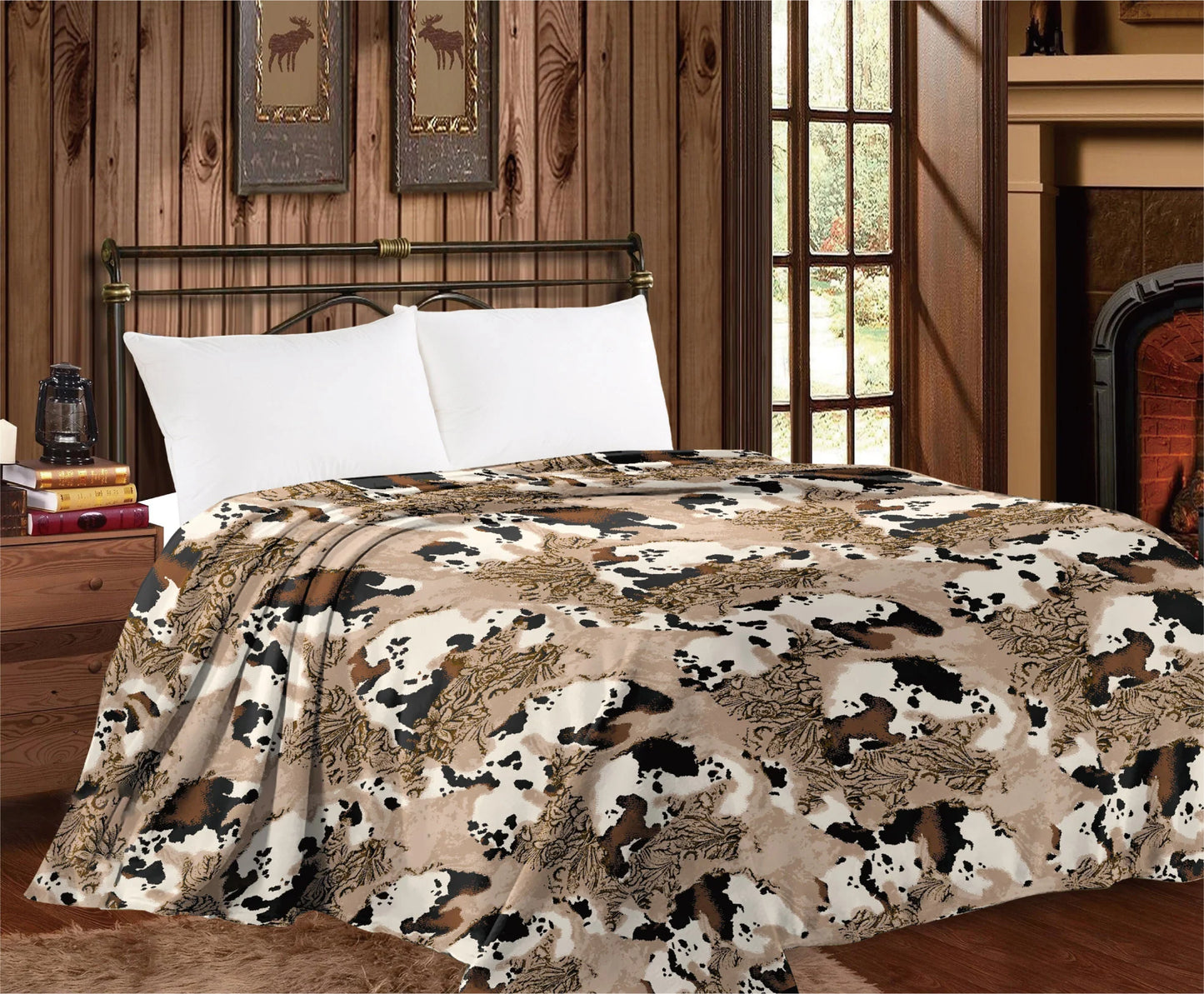 Super Soft Flannel Fleece Blanket – Queen Size Cowhide Design