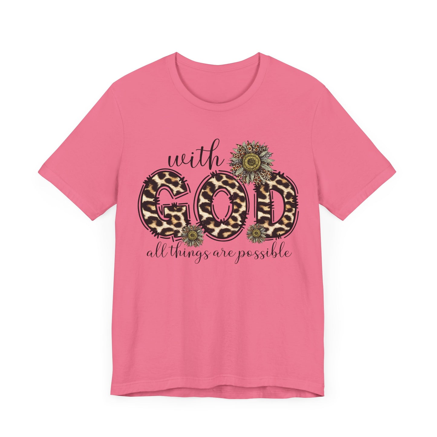 "With God, All Things Are Possible – Leopard Print & Sunflower"