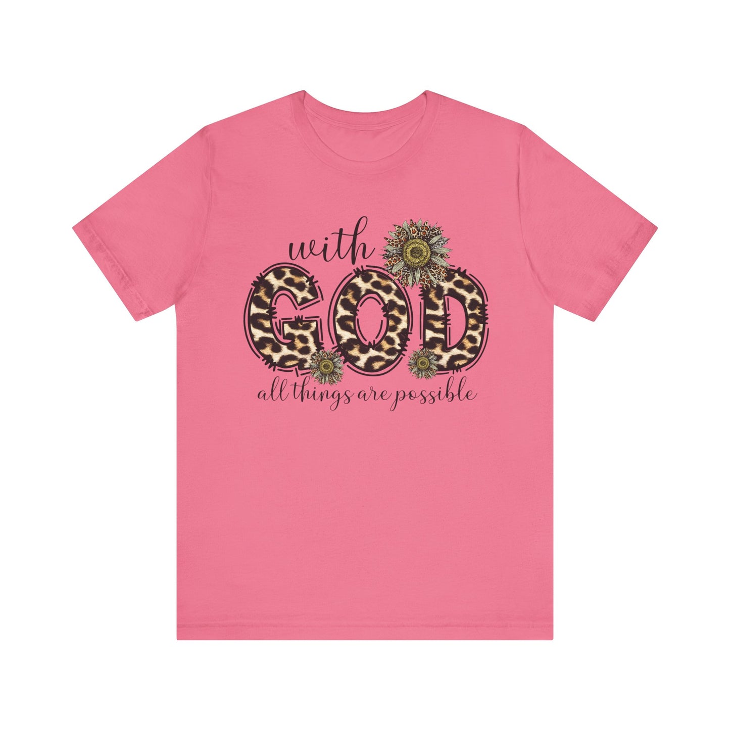 "With God, All Things Are Possible – Leopard Print & Sunflower"
