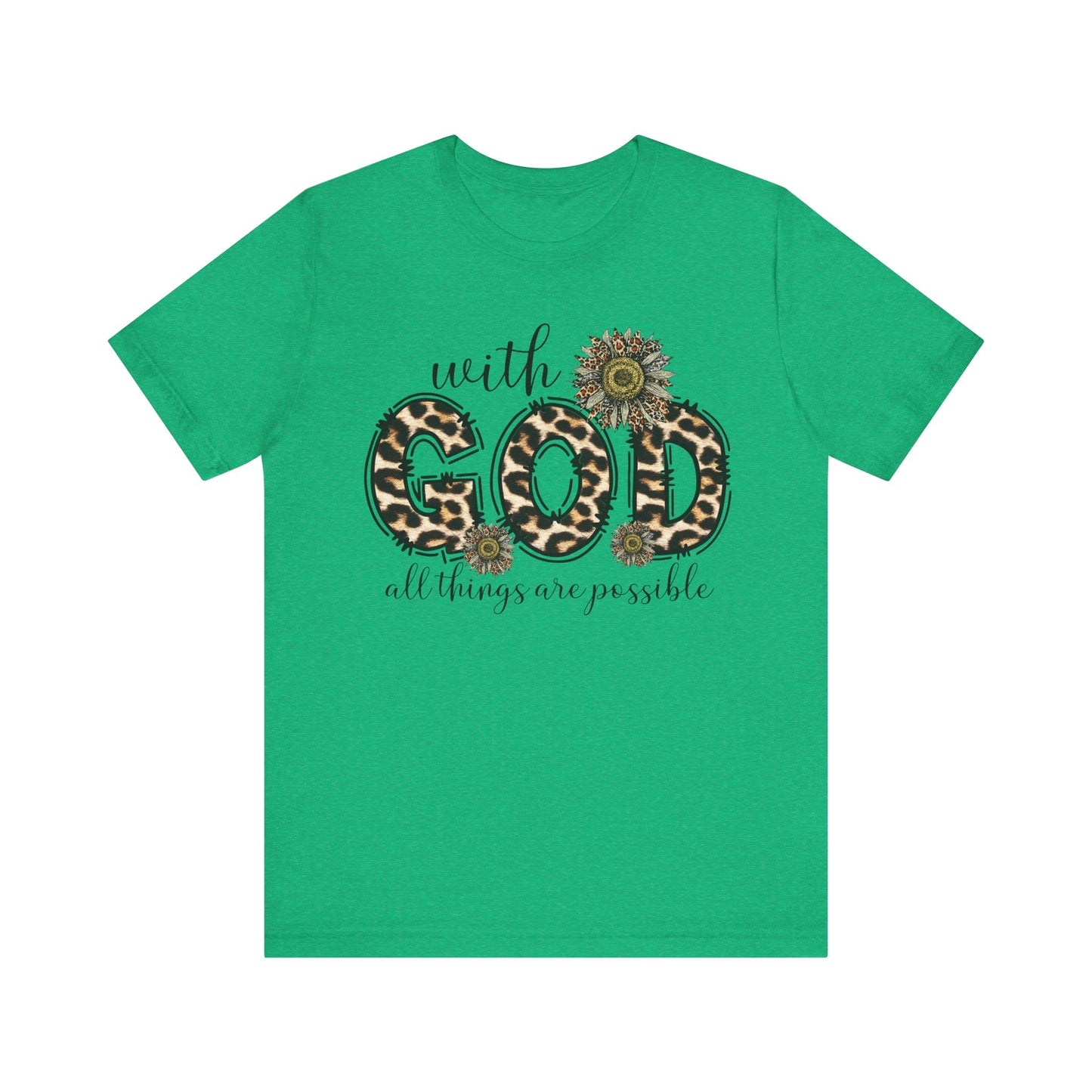 "With God, All Things Are Possible – Leopard Print & Sunflower"