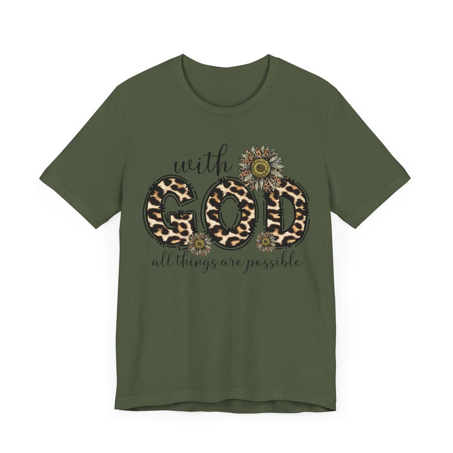 "With God, All Things Are Possible – Leopard Print & Sunflower"