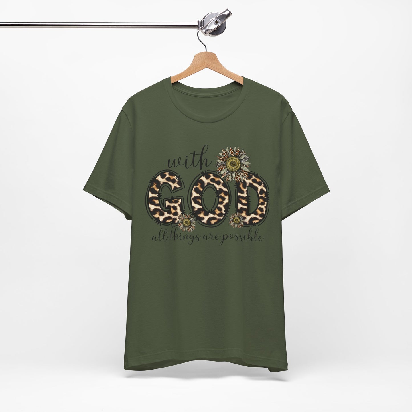 "With God, All Things Are Possible – Leopard Print & Sunflower"