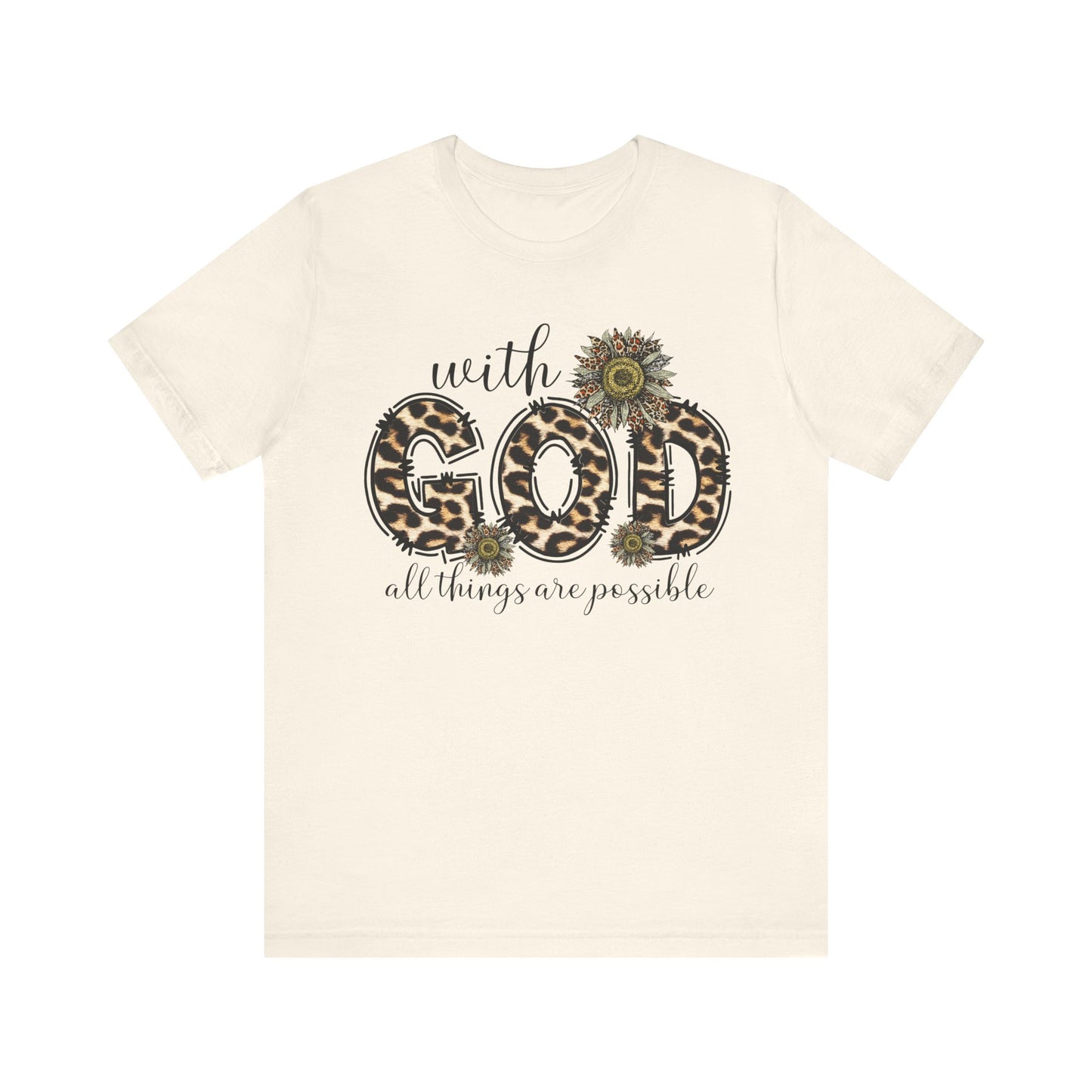 "With God, All Things Are Possible – Leopard Print & Sunflower"