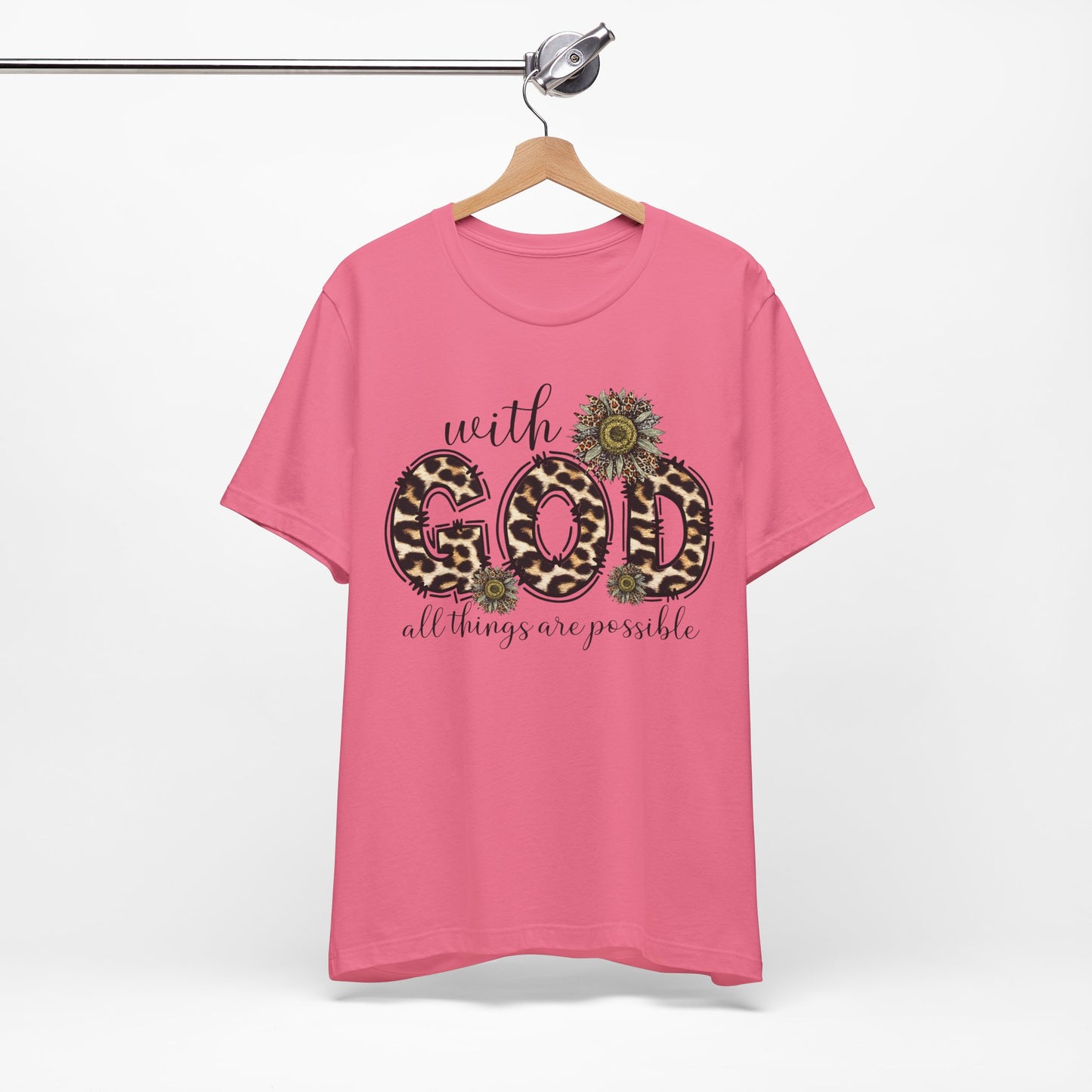 "With God, All Things Are Possible – Leopard Print & Sunflower"