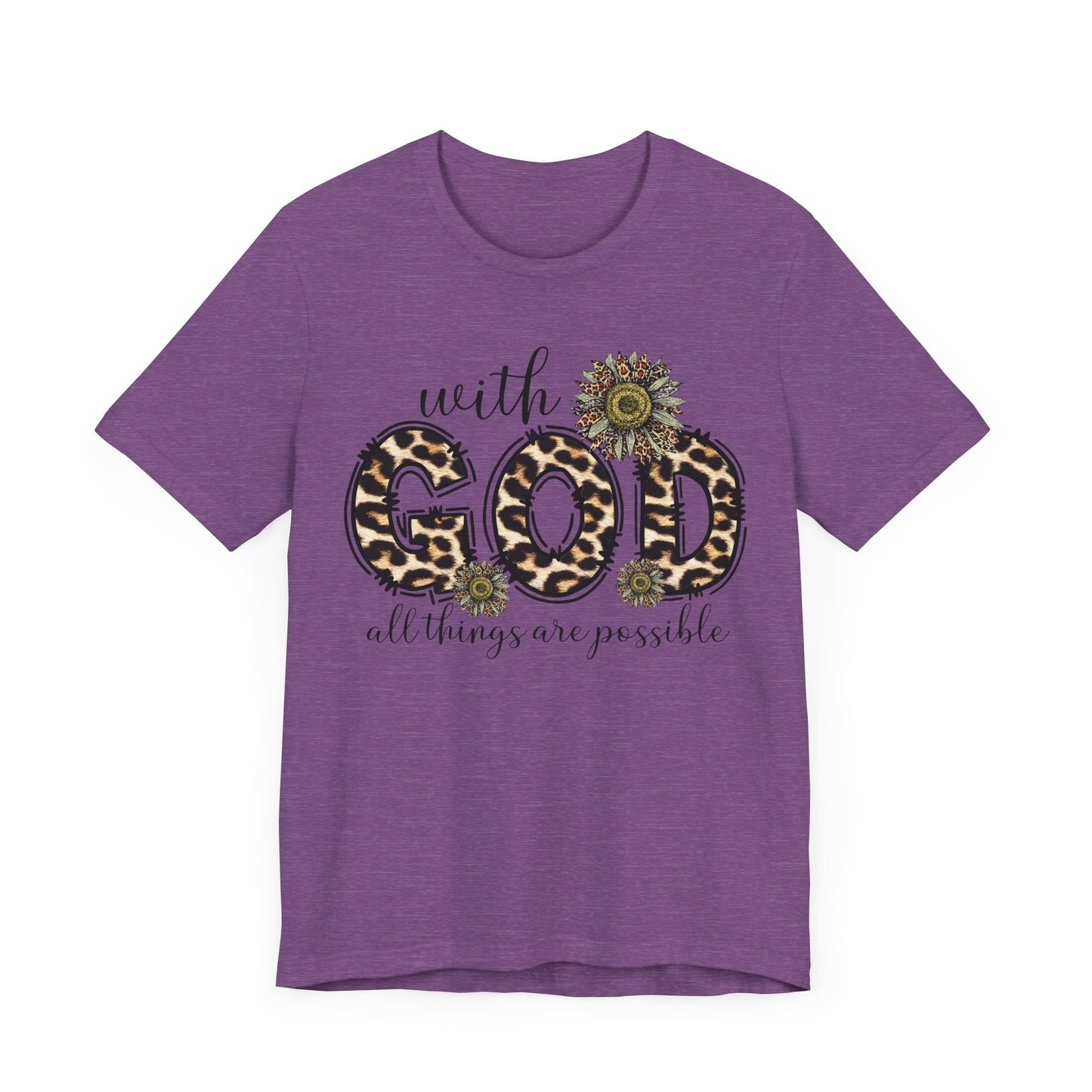 "With God, All Things Are Possible – Leopard Print & Sunflower"