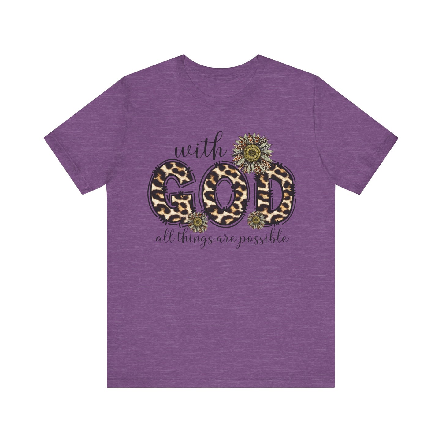 "With God, All Things Are Possible – Leopard Print & Sunflower"
