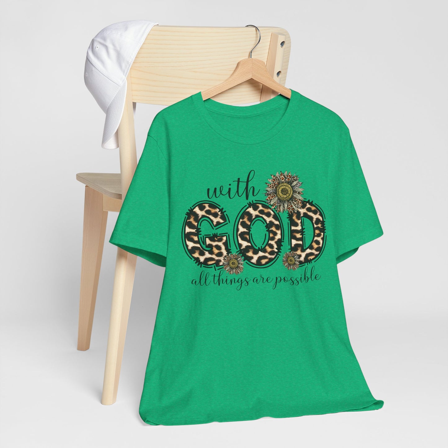 "With God, All Things Are Possible – Leopard Print & Sunflower"