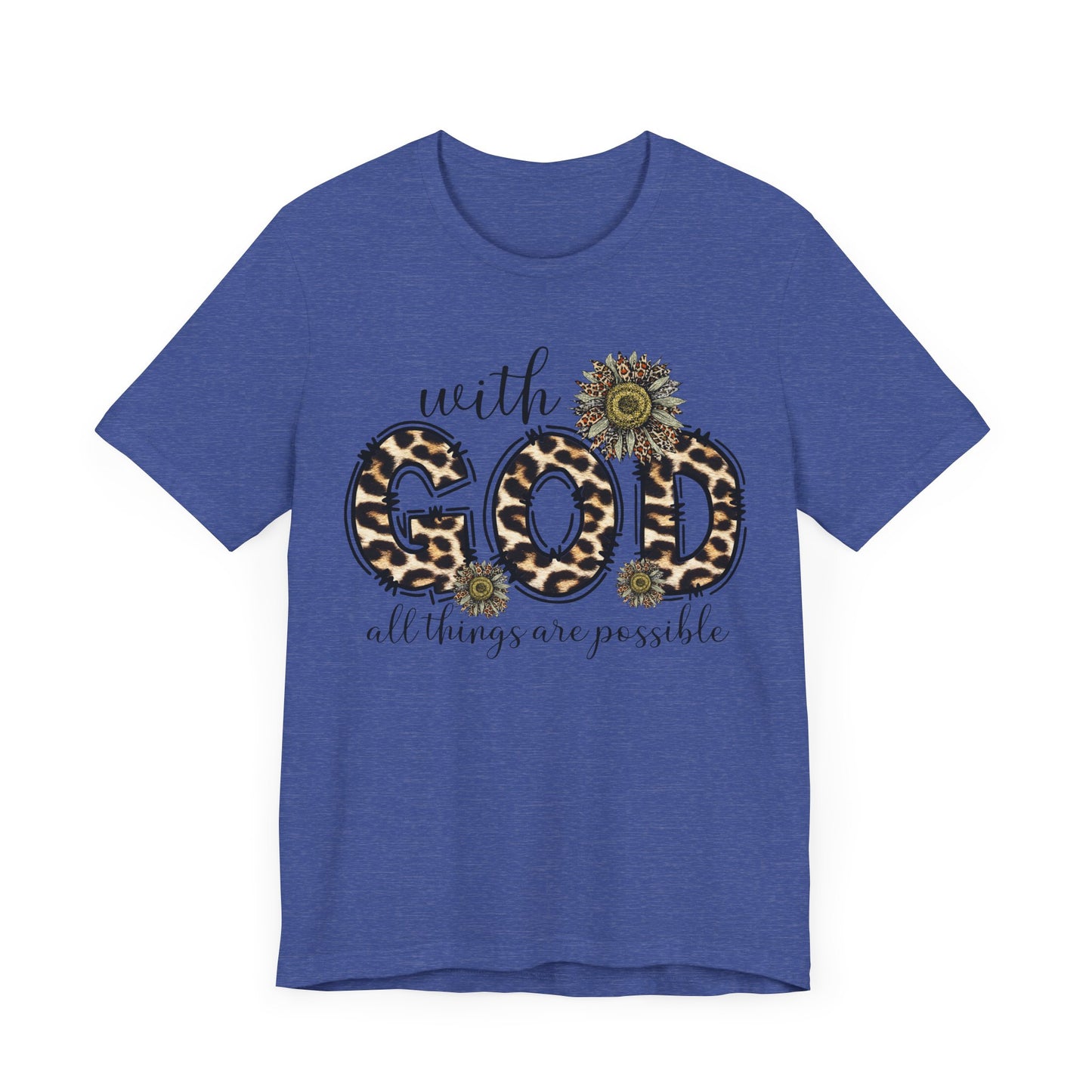 "With God, All Things Are Possible – Leopard Print & Sunflower"