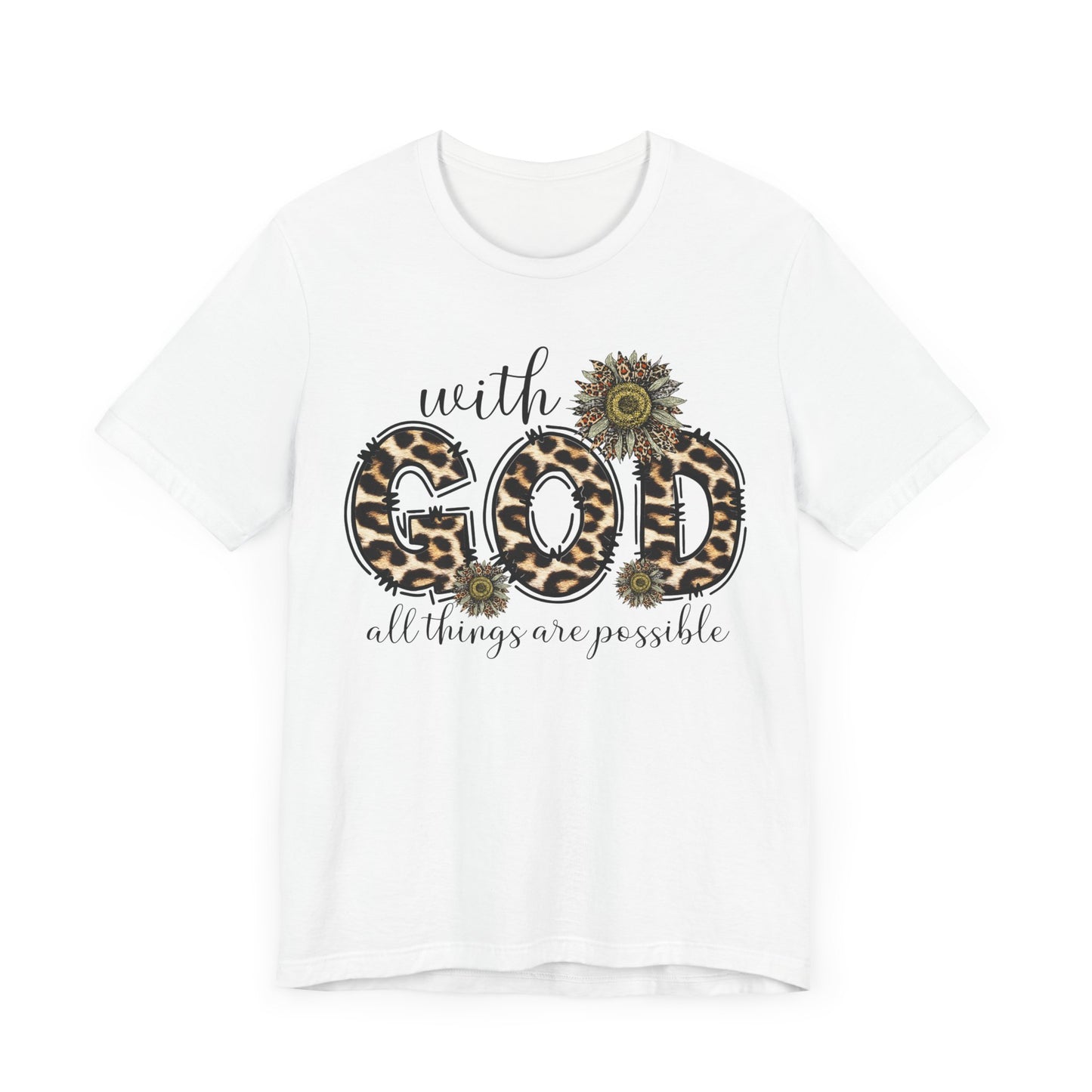 "With God, All Things Are Possible – Leopard Print & Sunflower"