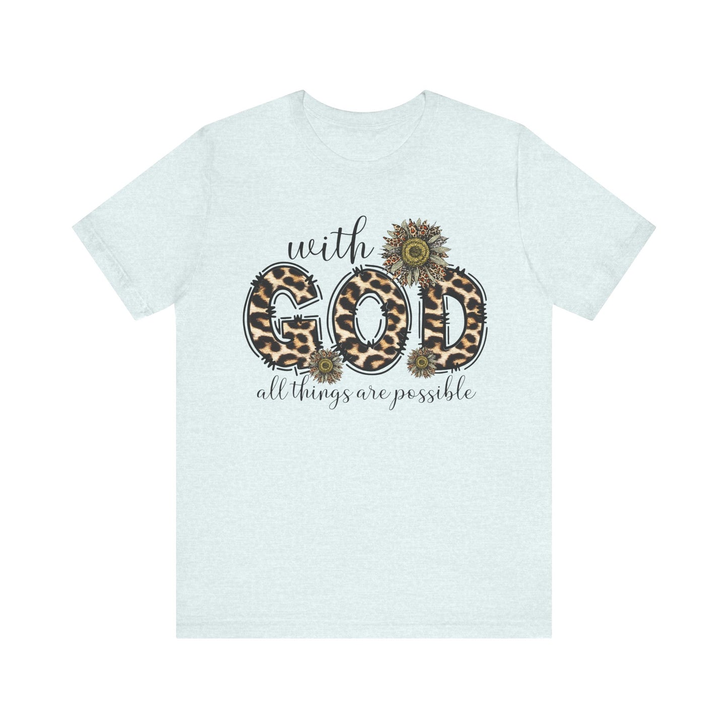 "With God, All Things Are Possible – Leopard Print & Sunflower"