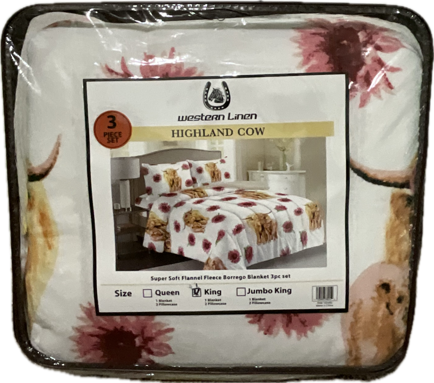 Highland Cow 3-Piece Super Soft Flannel Fleece Blanket Set – King Size