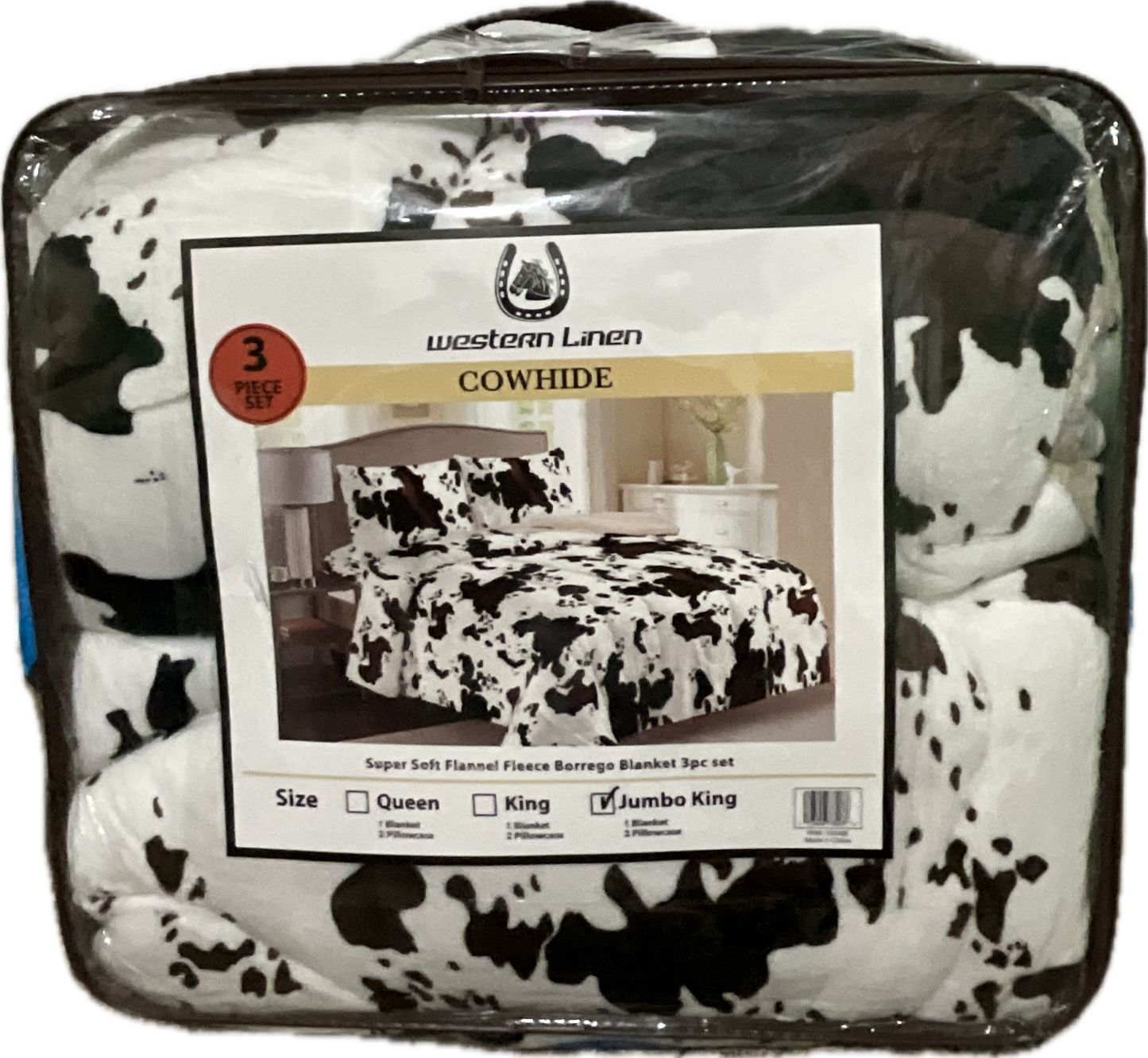 Cowhide 3-Piece Super Soft Flannel Fleece Blanket Set – Jumbo King Size