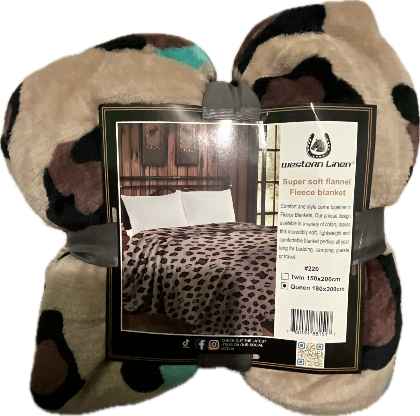 Super Soft Flannel Fleece Blanket – Queen Size, Cheetah Cowhide Design