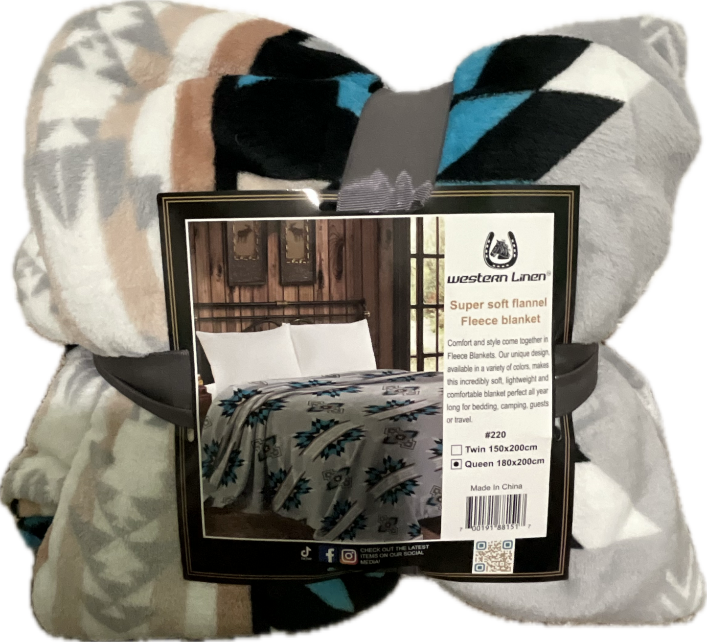 Super Soft Flannel Fleece Blanket – Queen Size, Southwest Arrowhead Design