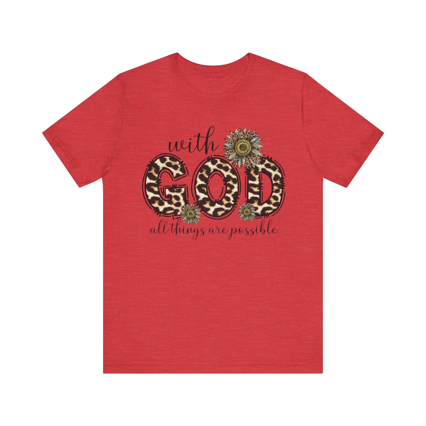 "With God, All Things Are Possible – Leopard Print & Sunflower"