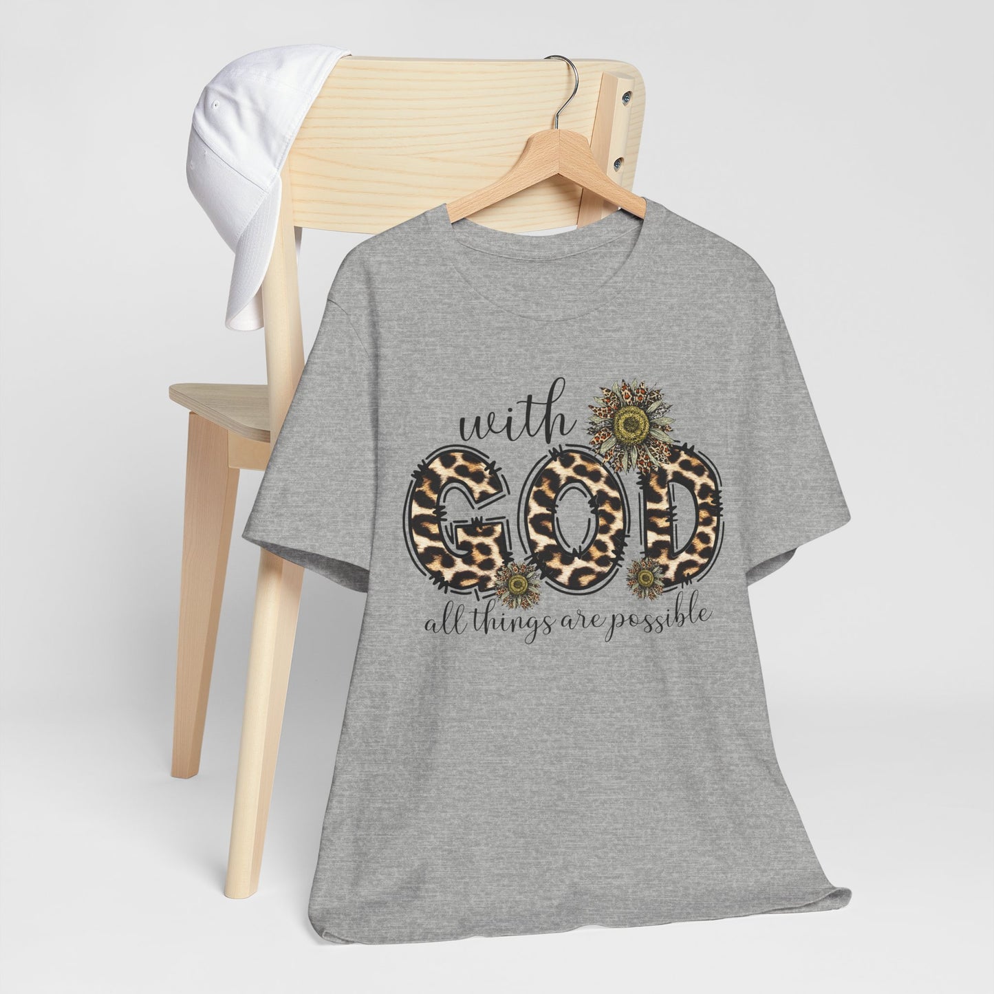 "With God, All Things Are Possible – Leopard Print & Sunflower"