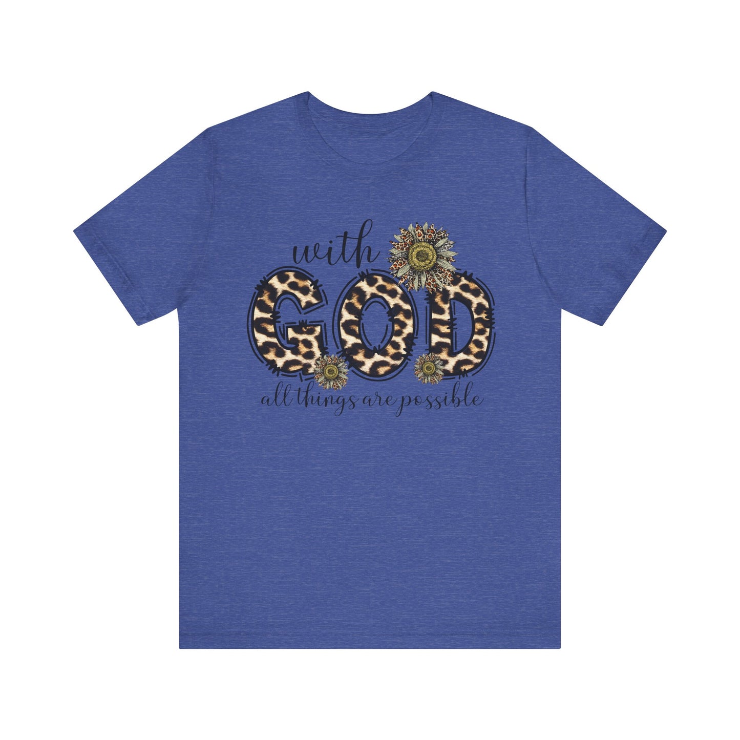 "With God, All Things Are Possible – Leopard Print & Sunflower"