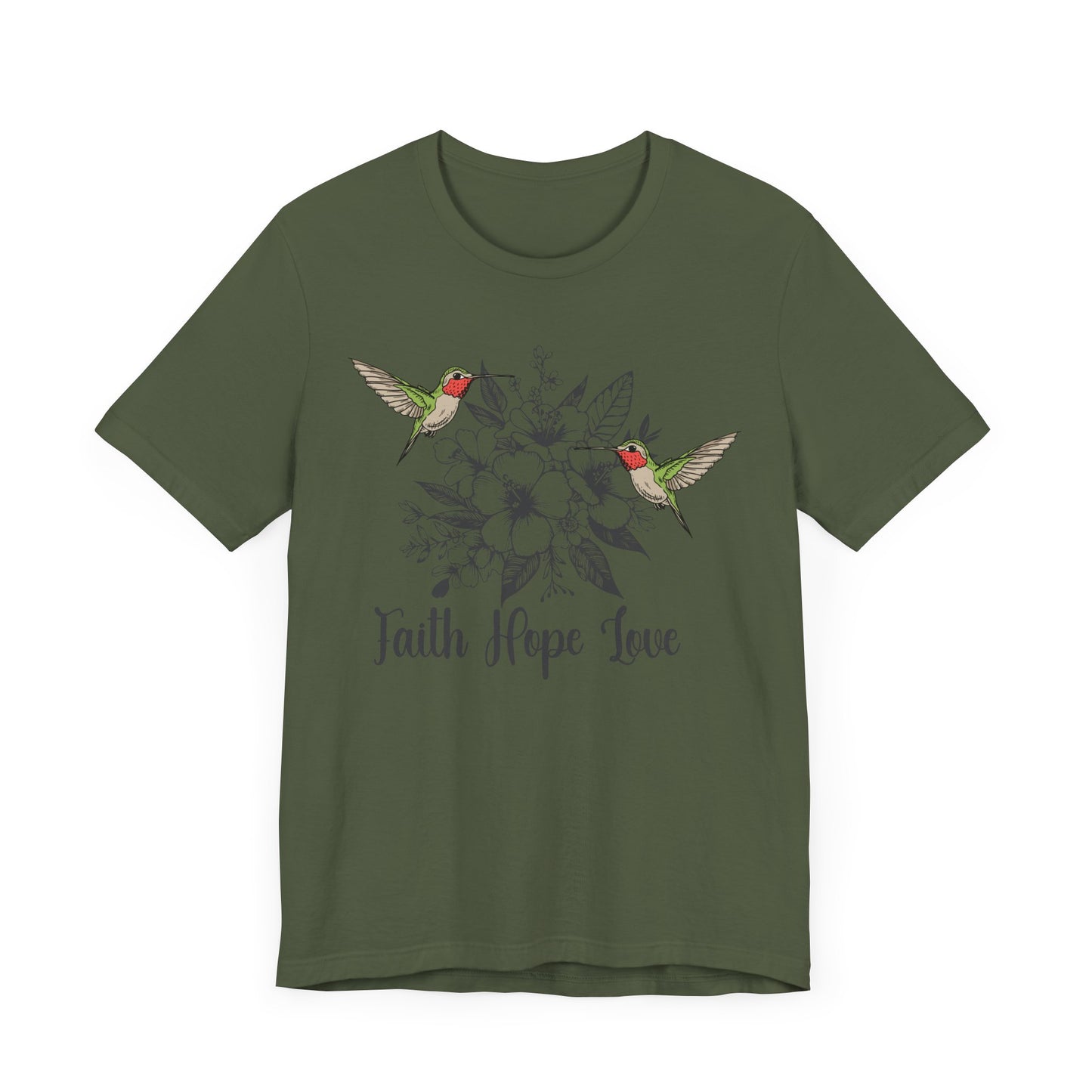 "Floral Faith and Hummingbird Design"