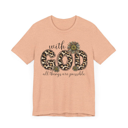 "With God, All Things Are Possible – Leopard Print & Sunflower"