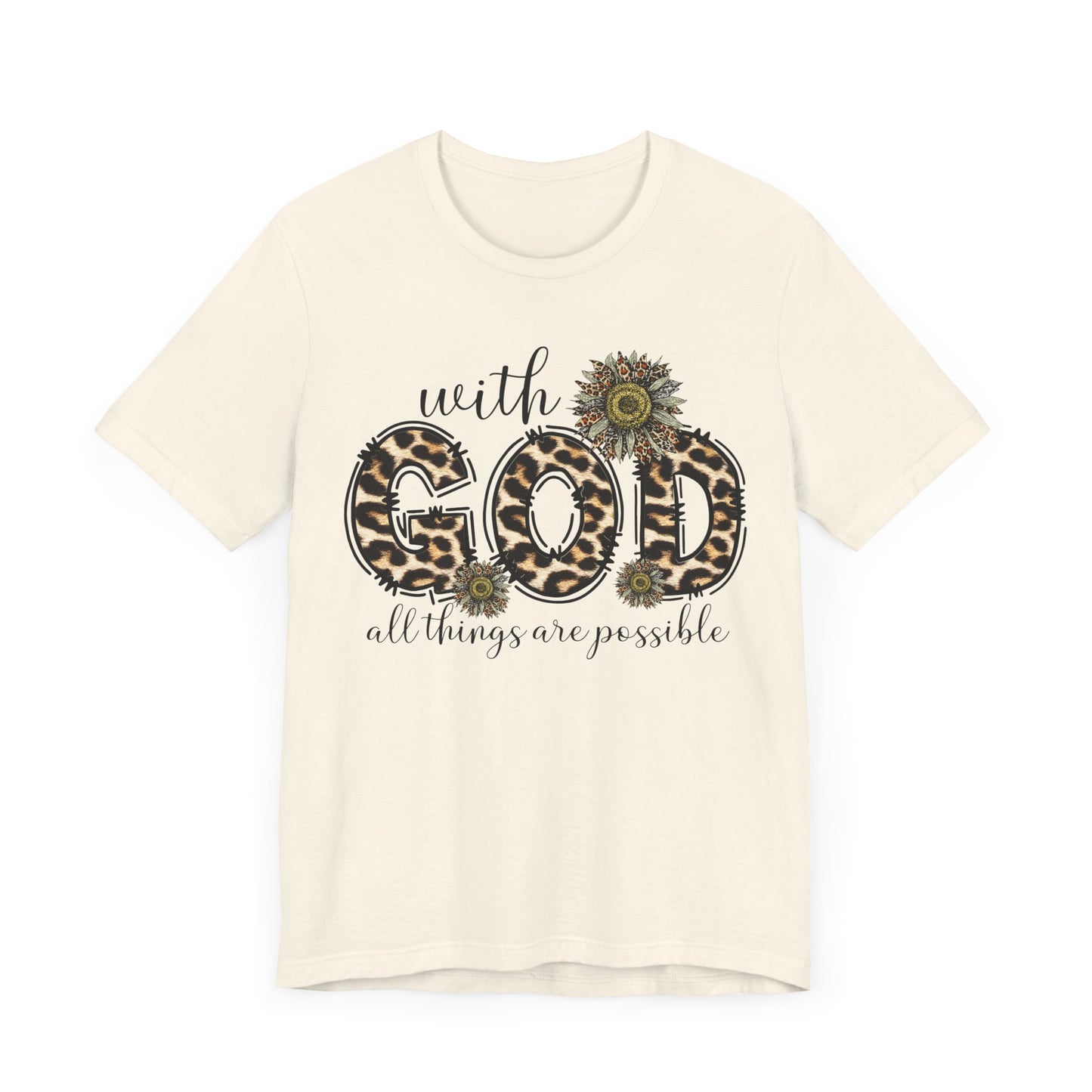 "With God, All Things Are Possible – Leopard Print & Sunflower"