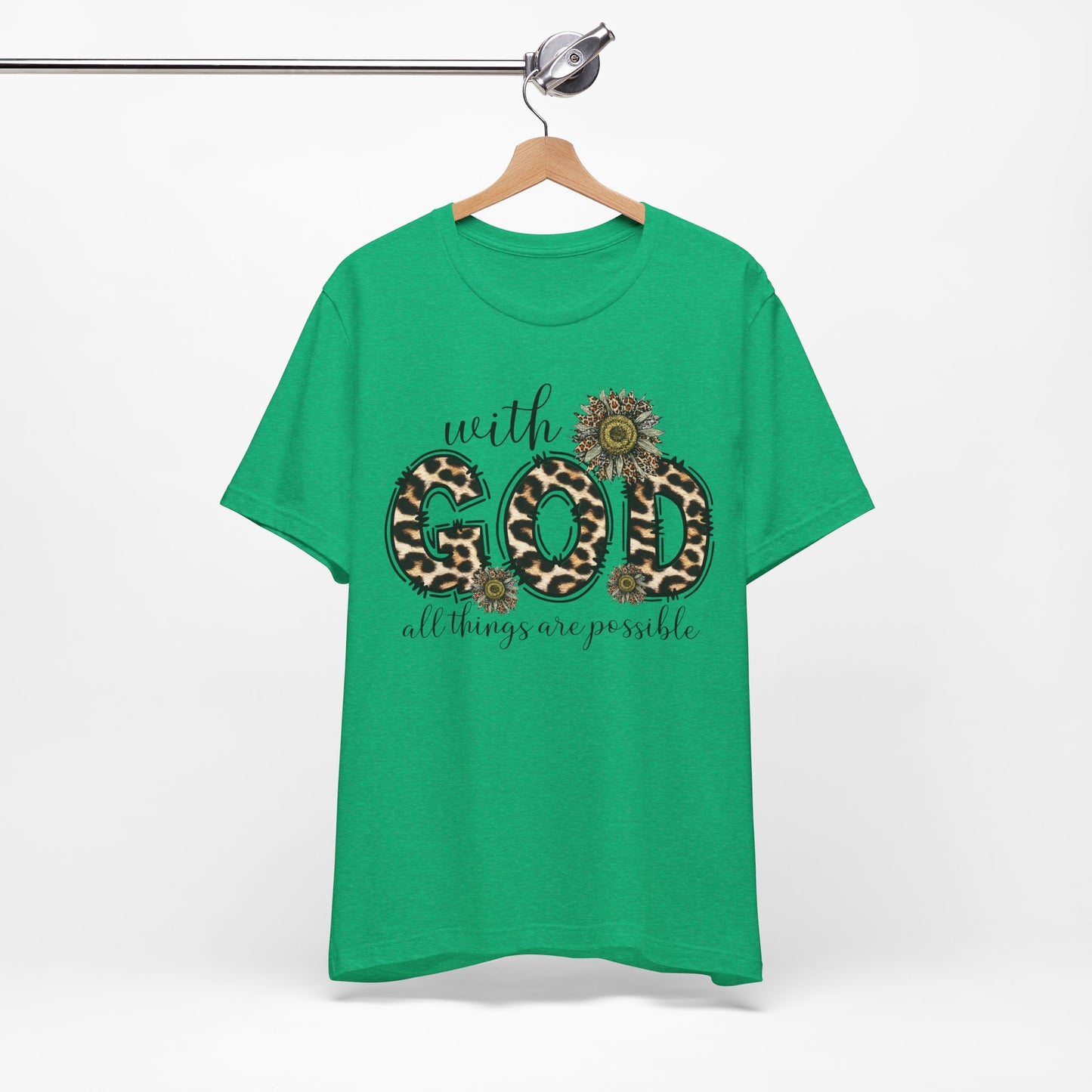 "With God, All Things Are Possible – Leopard Print & Sunflower"